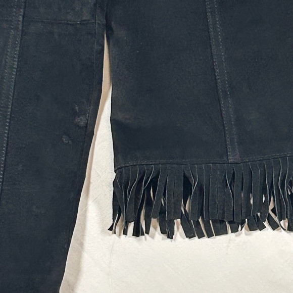 JouJou Skins Womens S Black Suede Leather Fringe Western Jacket Whipstitch VTG - Picture 7 of 12